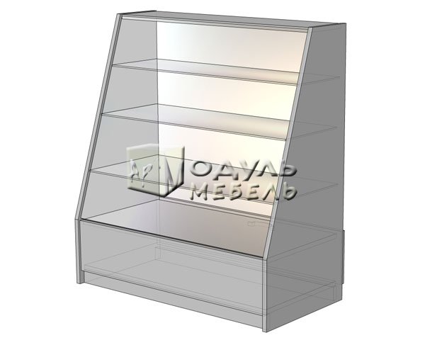 Торговый прилавок с наклонным стеклом и выдвижным ящиком ДС-10, торговые прилавки из ЛДСП, торговое оборудование на заказ Днепропетровск, цена