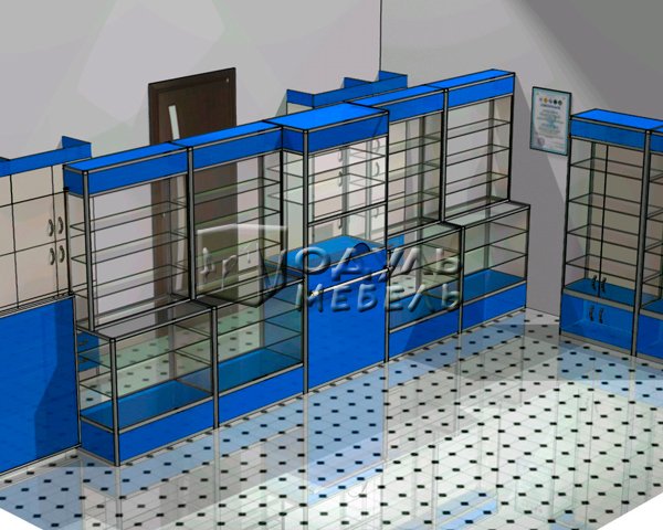 Аптека AL.AP-1, оборудование для аптек, мебель для аптек, торговые прилавки и витрины из алюминиевого профиля, торговое оборудование на заказ Днепропетровск, цена